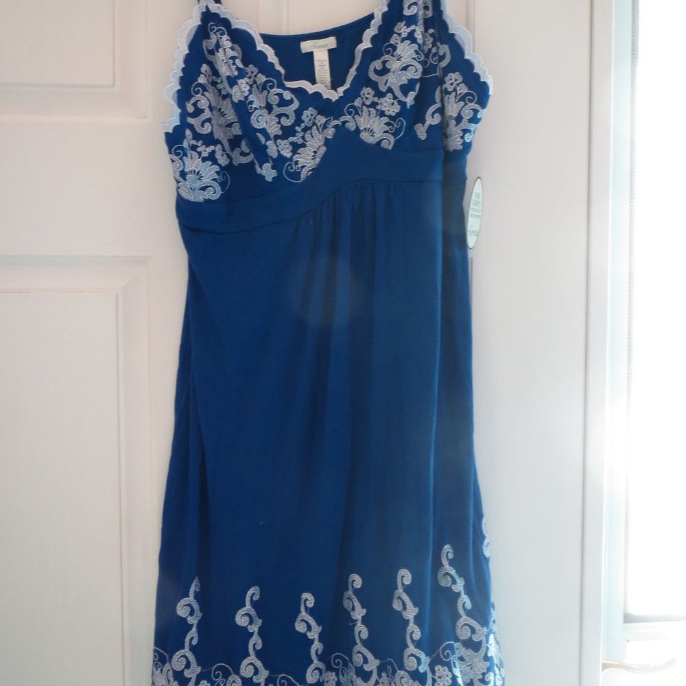 SOMA cool nights sexy comfort support NIGHT GOWN sapphire blu NWT short LARGE